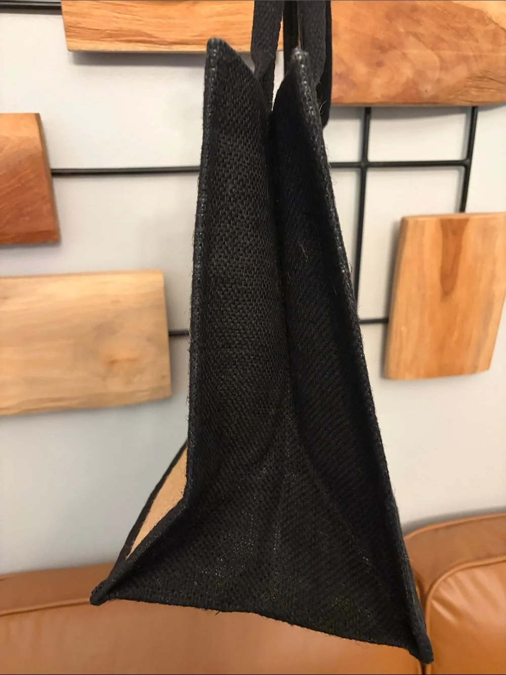Cleaver and Cork Jute Tote Bag with Black Trim